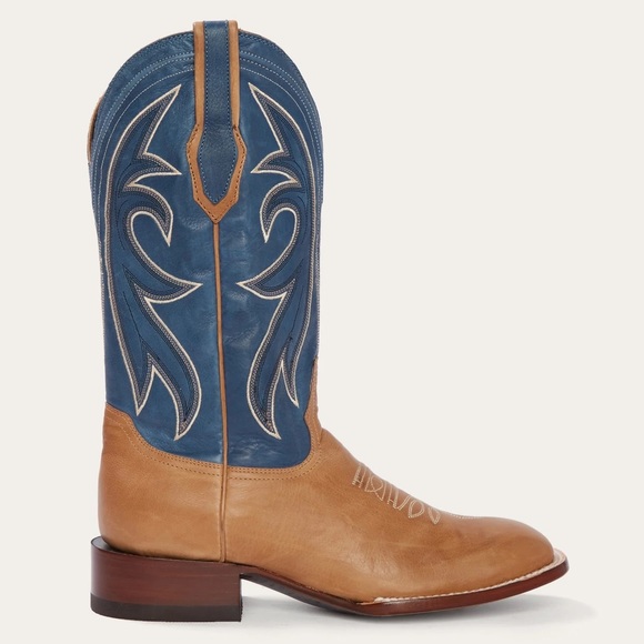 STETSON CASPER TAN & BLUE MATTE COWBOY BOOT - Picture 1 of 6